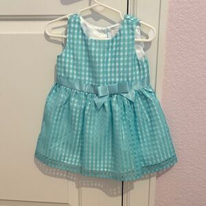 Aqua Gingham Baby Dress with Bow